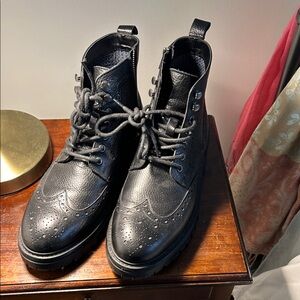 Vince Camuto Black Brogue Men's Boots